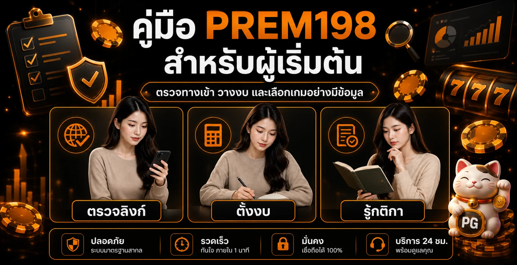 PREM198 คู่มือผู้เริ่มต้น ตรวจทางเข้าและตั้งงบ